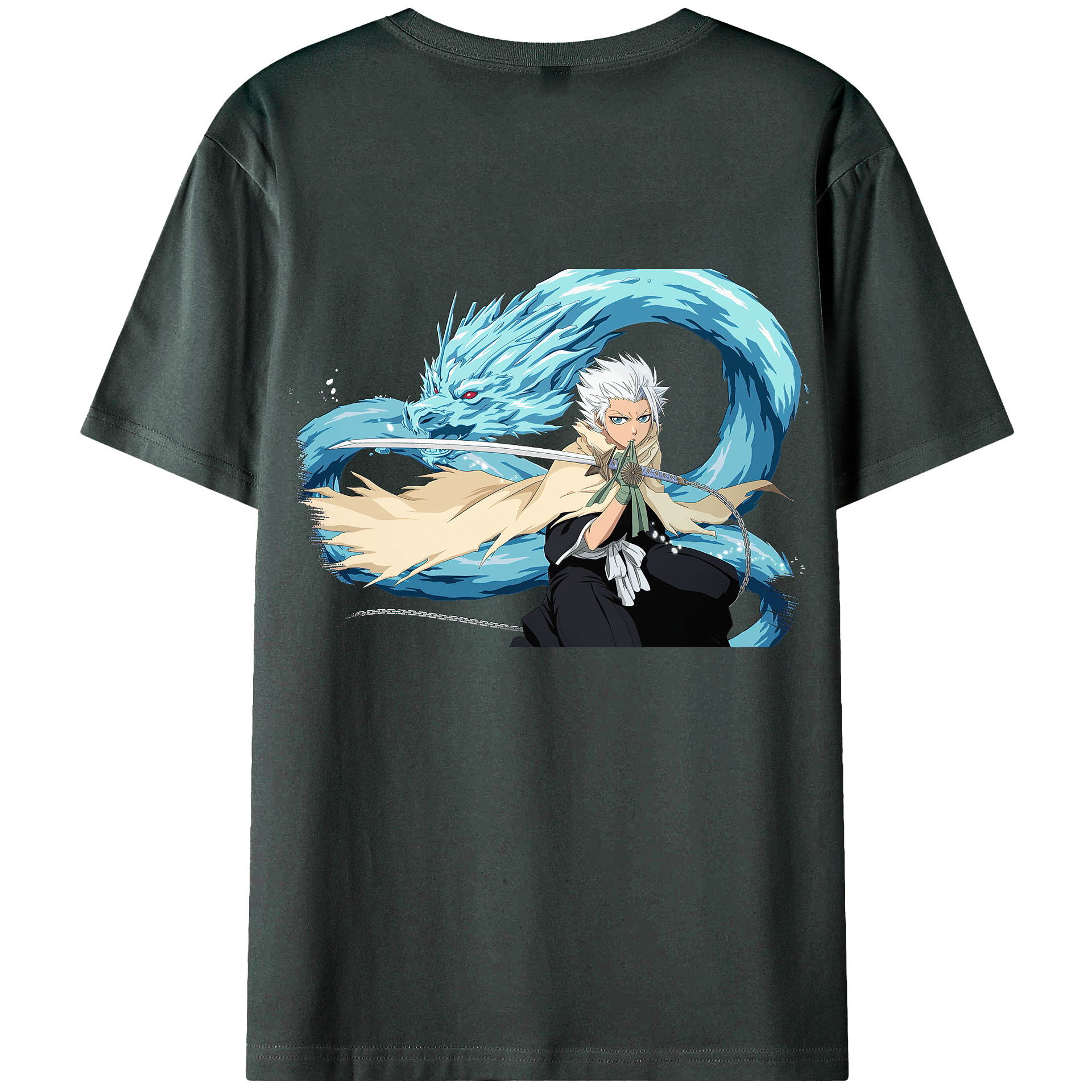 （画像用） ブリーチ 日番谷冬獅郎（ひつがや とうしろう） BLEACH Hitsugaya Toushirou 綿100％ メンズ半袖Tシャツ（バックプリント） 通気性